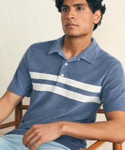 Clearance Cabana Towel Terry Surf Stripe Polo Shirt - Polo Shirts