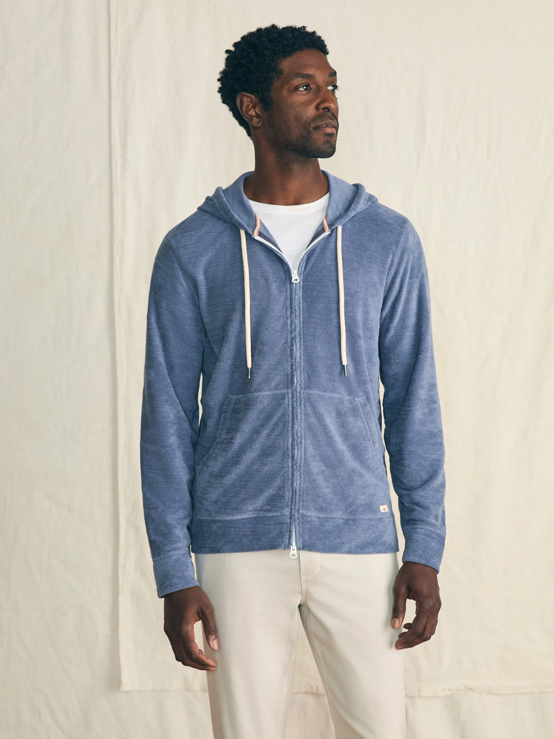 Fashion Cabana Towel Terry Zip Hoodie - Hoodies & Sweatshirts