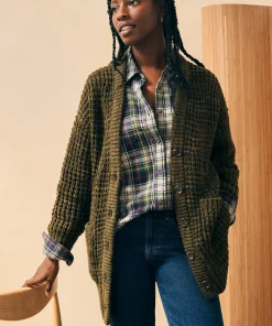 Online Frost Waffle Cardigan - Women Sweaters