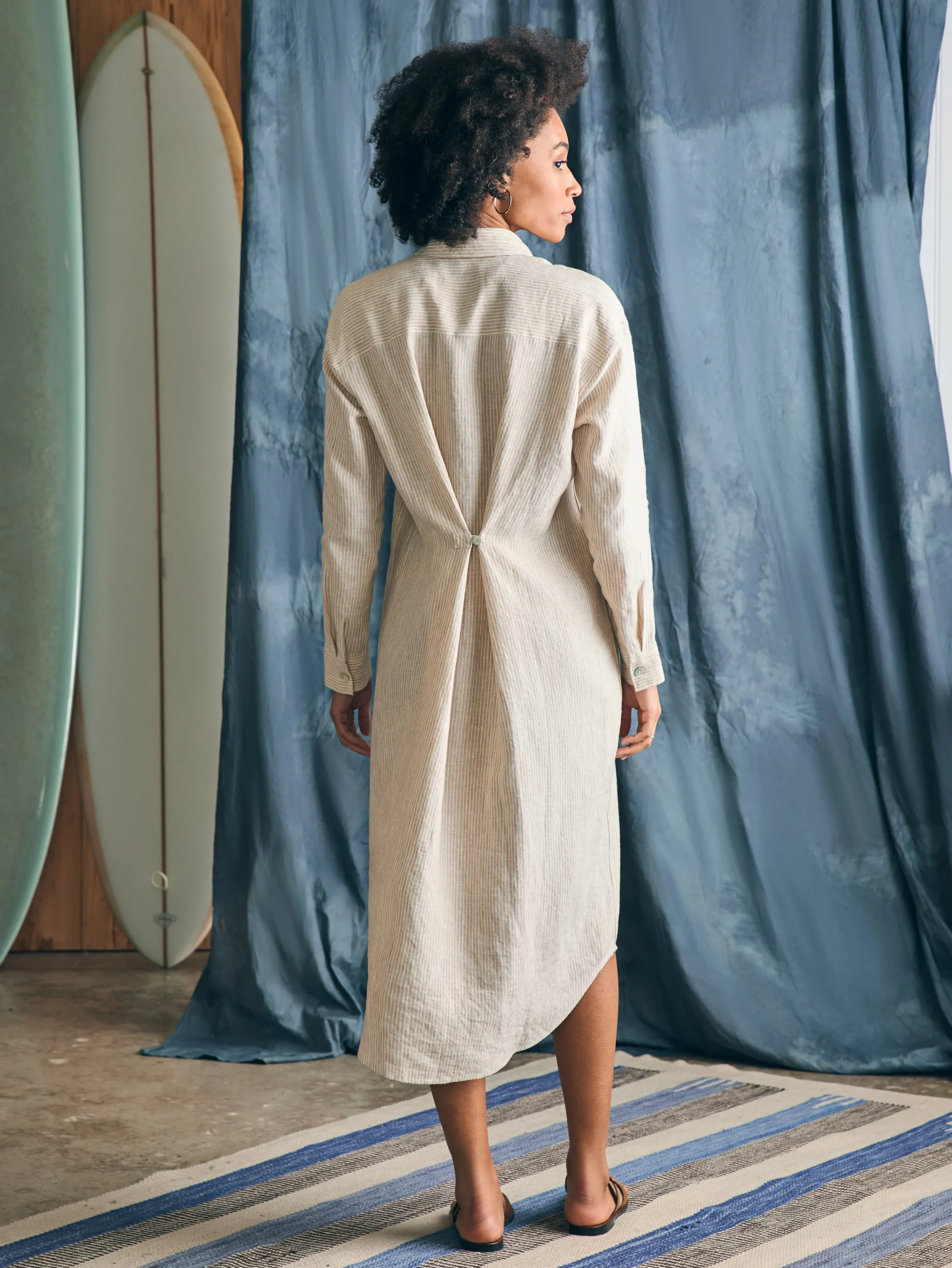 Sale Laguna Linen Midi Dress - Women Dresses