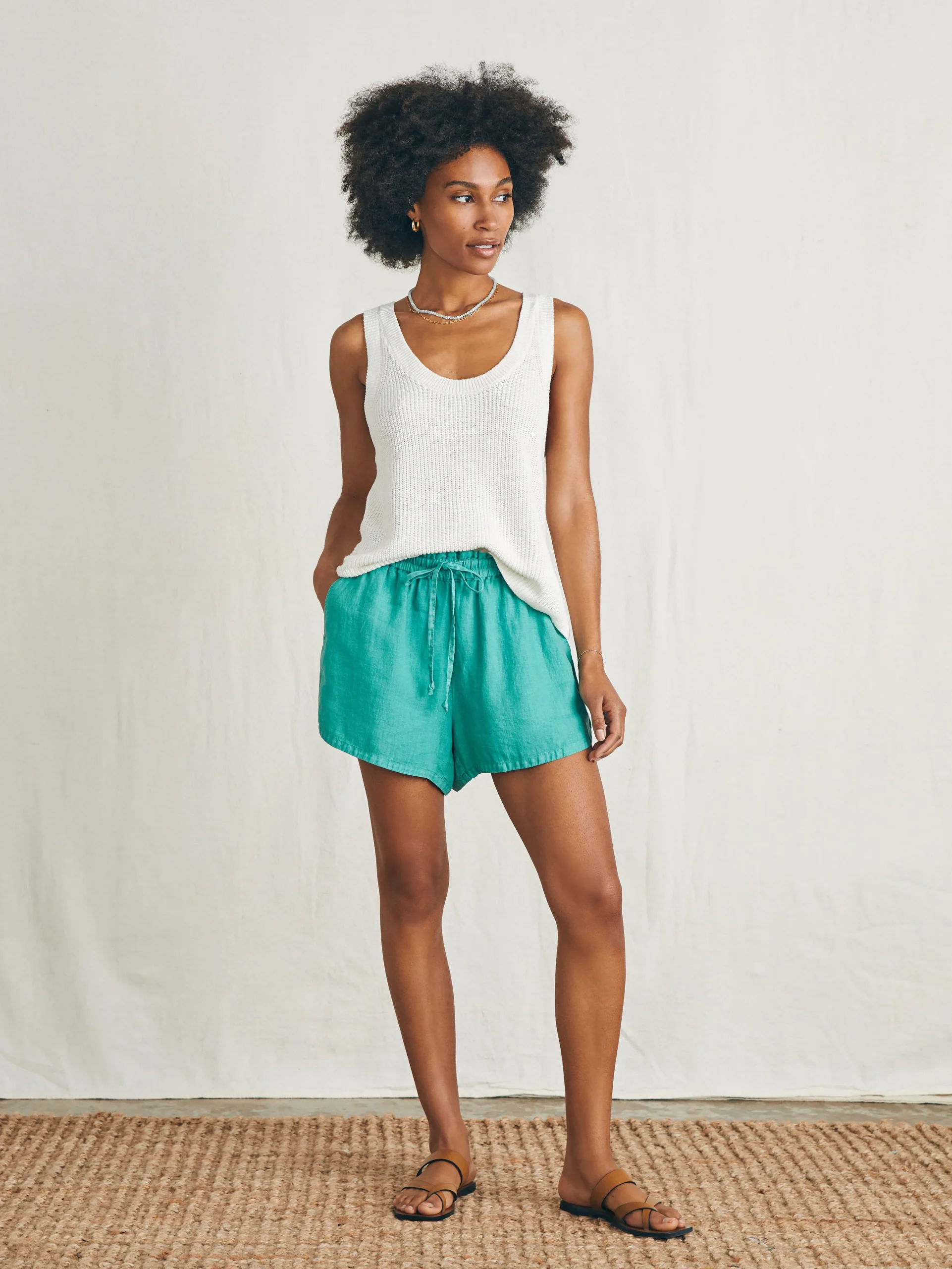 New Laguna Linen Tie Waist Short - Women Shorts & Skirts