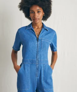 New Linen Denim Jumpsuit - Women Dresses|Overalls & Jumpsuits