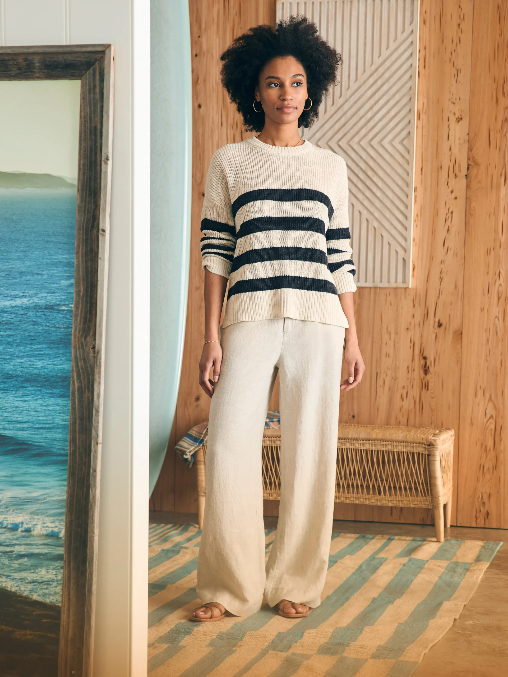 Fashion Miramar Linen Crew Sweater - Women Sweaters