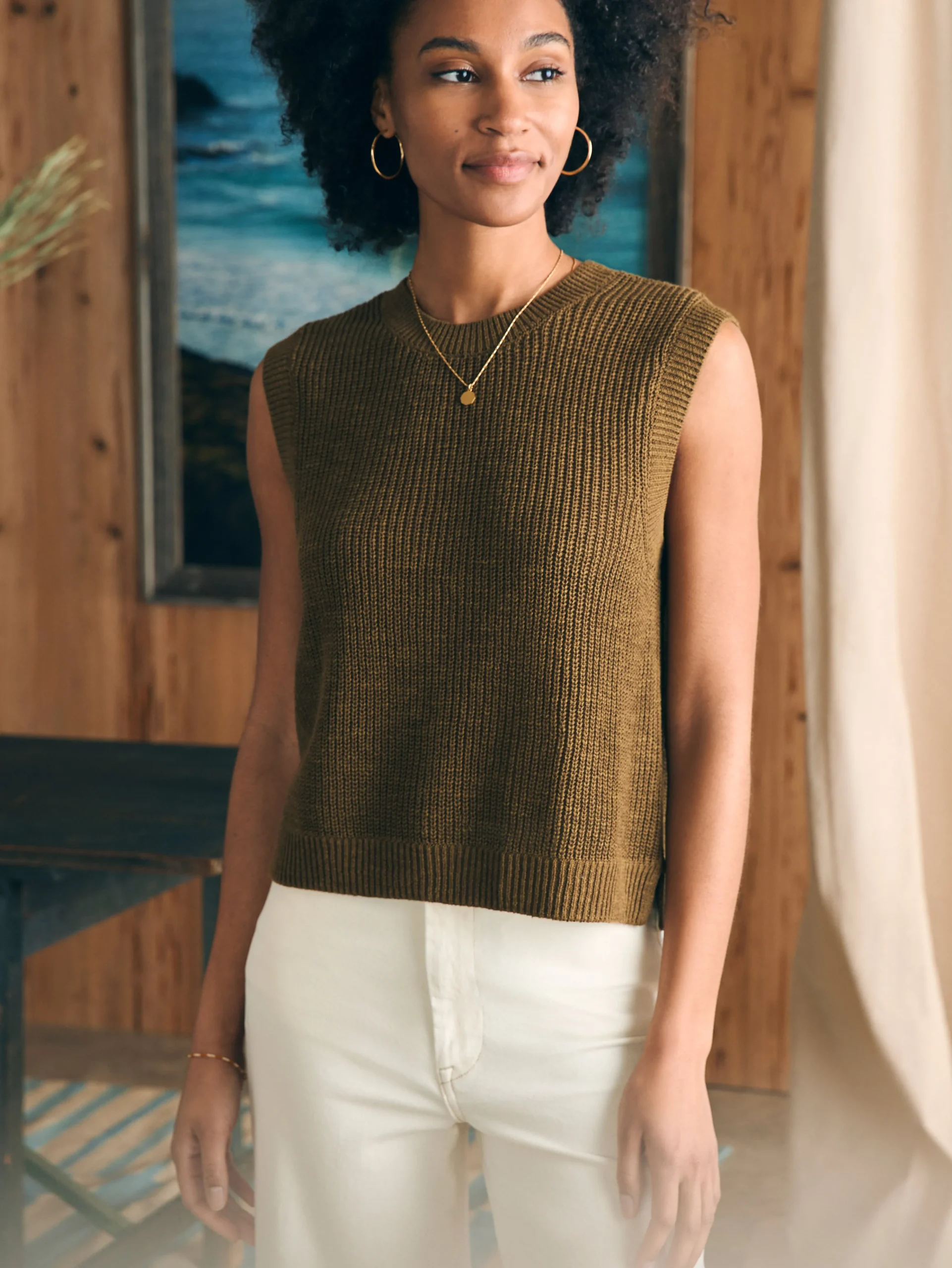Outlet Miramar Linen Muscle Tank - Women Sweaters