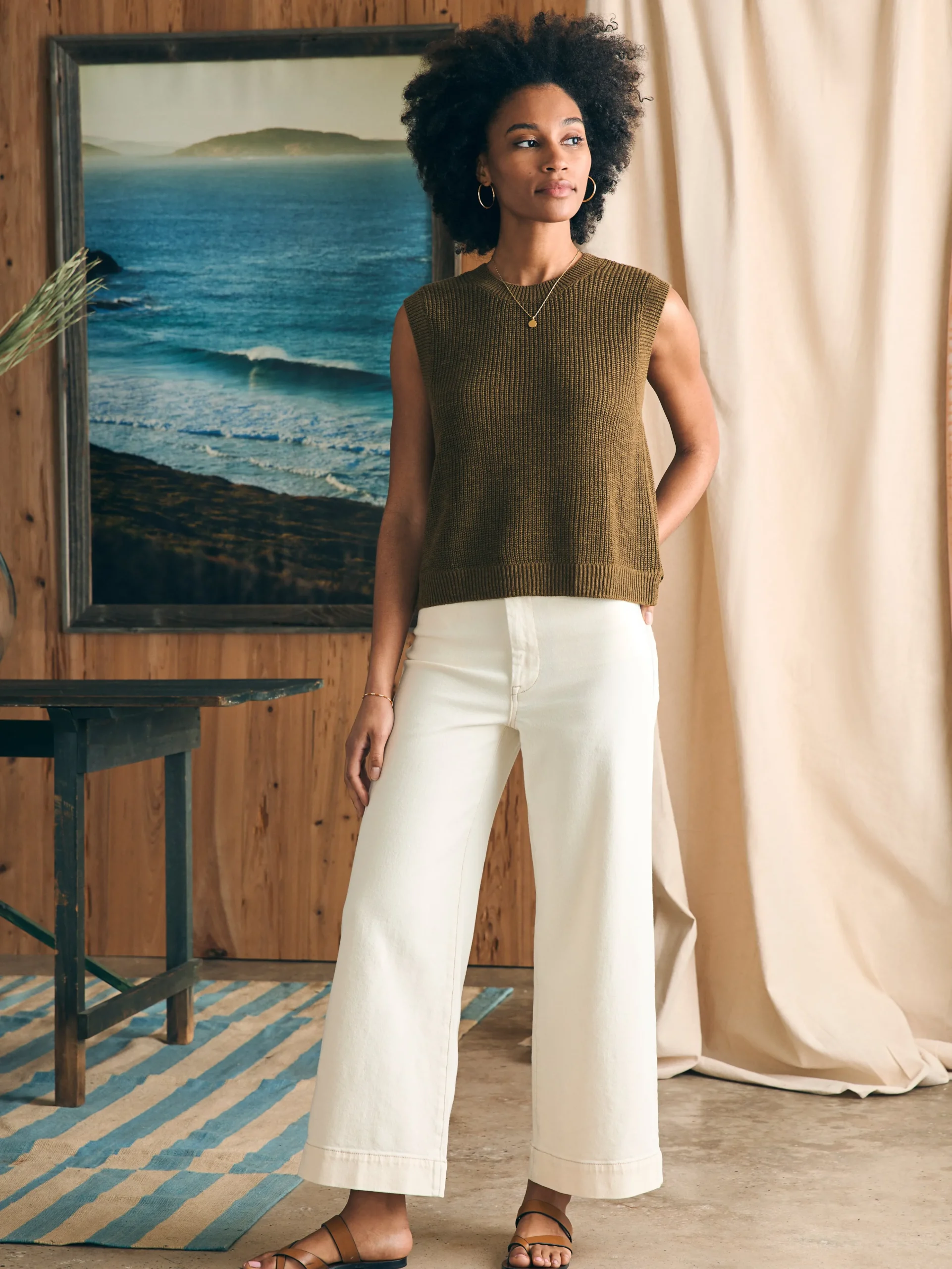 Outlet Miramar Linen Muscle Tank - Women Sweaters