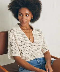 Online Nusa Crochet Polo Sweater - Women Sweaters