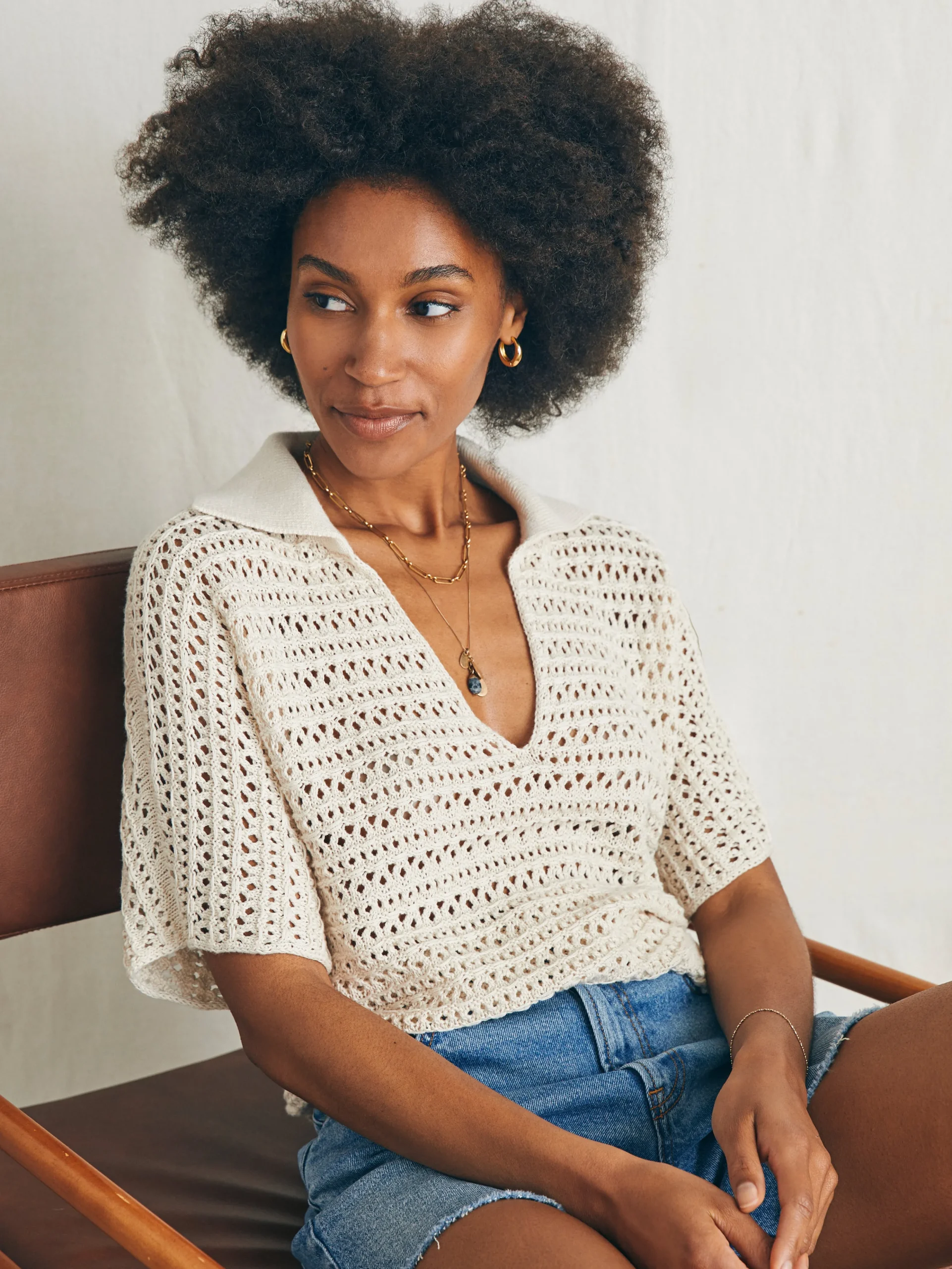 Online Nusa Crochet Polo Sweater - Women Sweaters