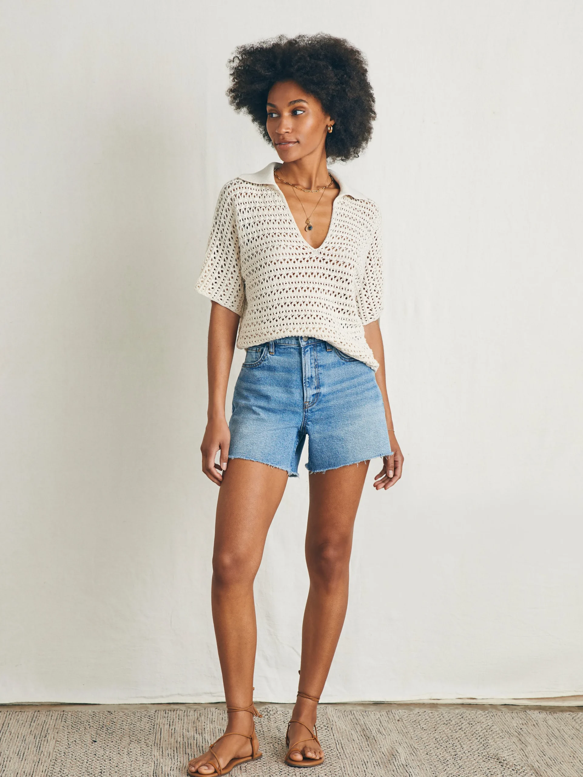 Online Nusa Crochet Polo Sweater - Women Sweaters