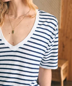 Online Oceanside Linen V-Neck Tee - Women T-Shirts