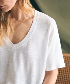 New Oceanside Linen V-Neck Tee - Women T-Shirts
