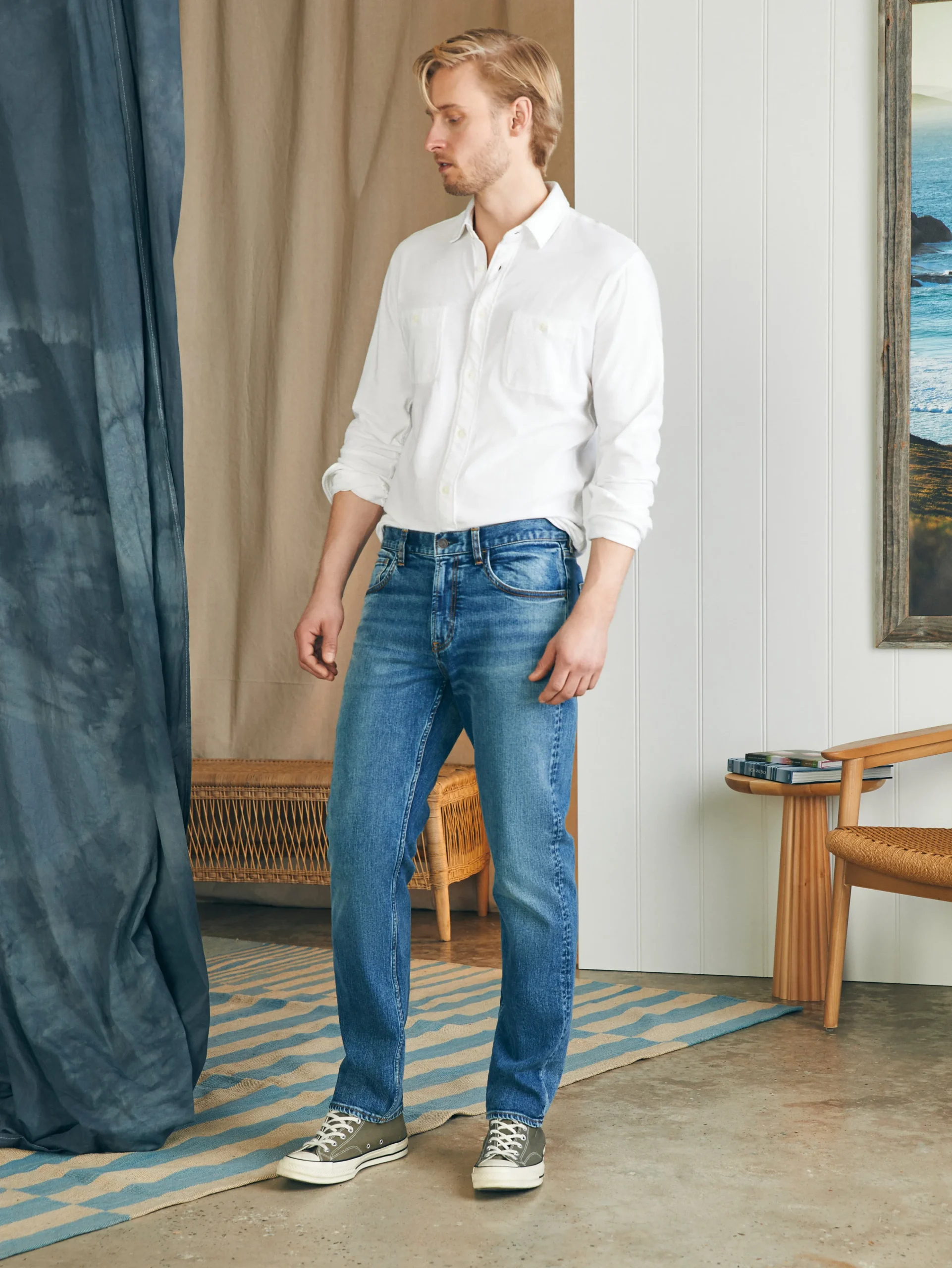 Outlet Organic Cotton Slim Straight Denim (32" Inseam) - Pants