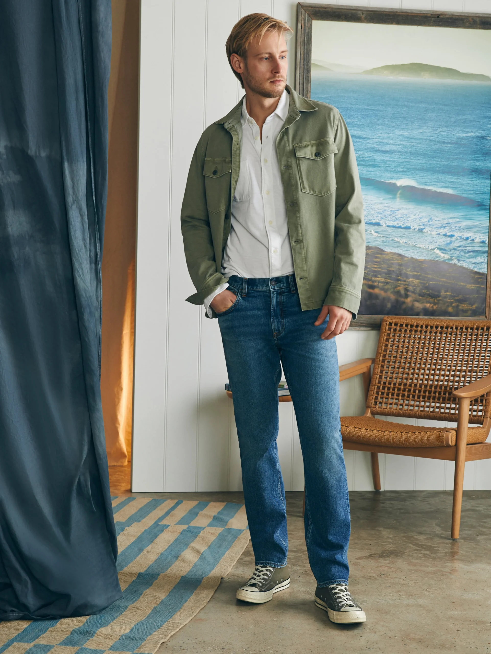 Outlet Organic Cotton Slim Straight Denim (32" Inseam) - Pants