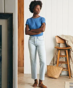 Sale Organic Cotton Slim Straight Ankle Denim - Women Pants|Jeans