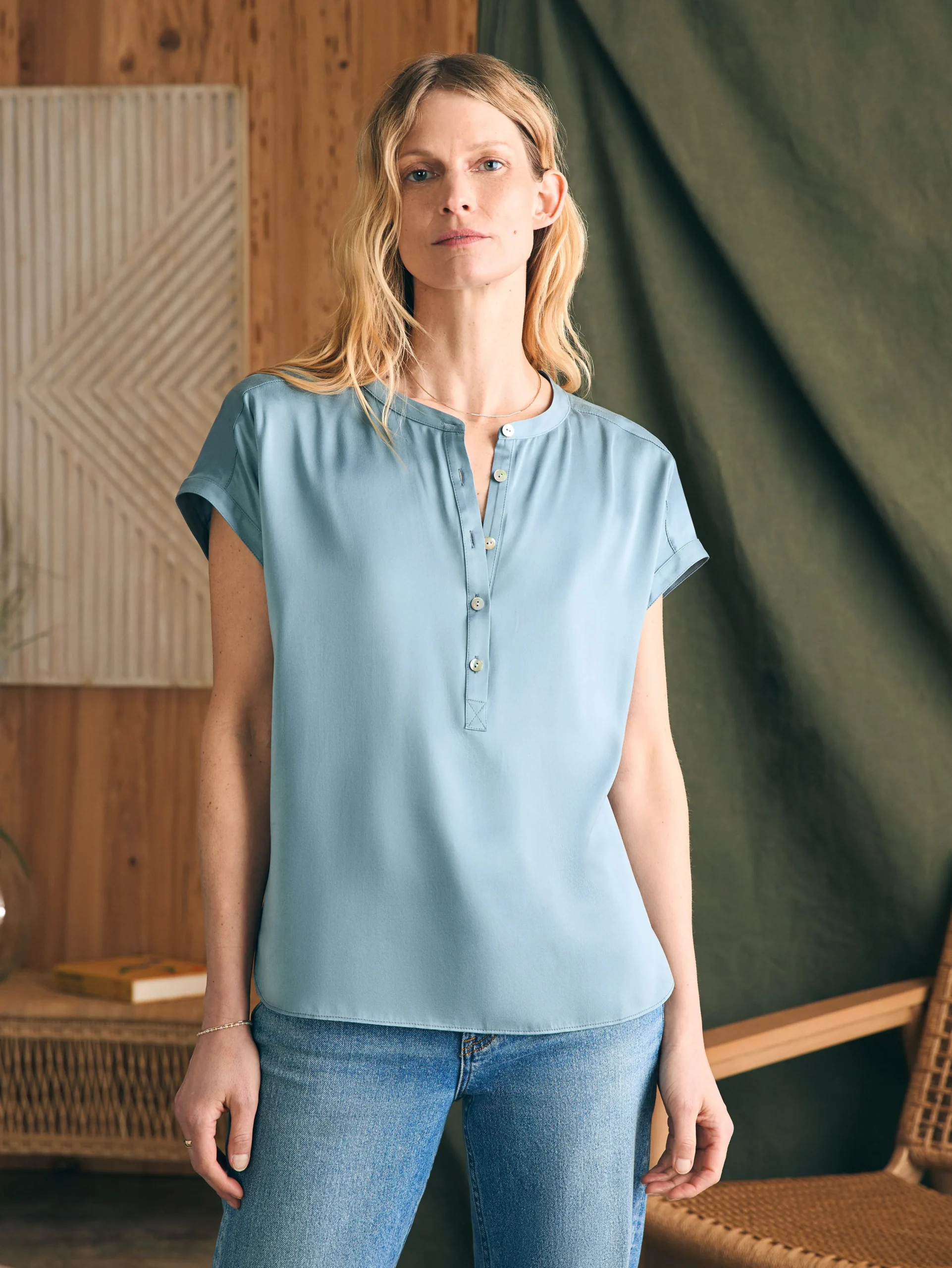 Clearance Sandwashed Silk Desmond Top - Women Shirts & Tops