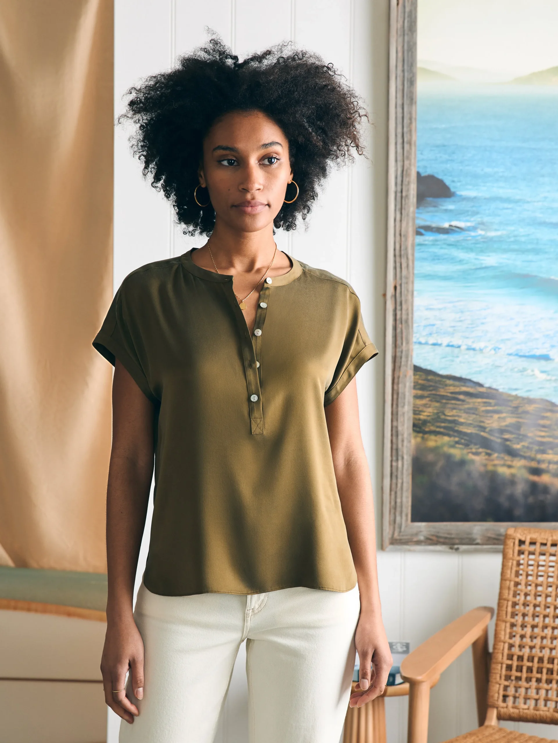 Hot Sandwashed Silk Desmond Top - Women Shirts & Tops