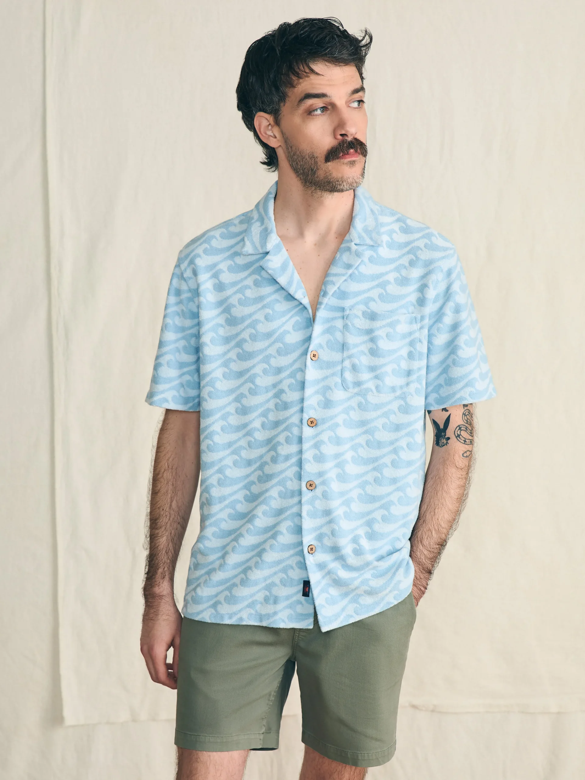 Hot Short-Sleeve Cabana Towel Terry Shirt - Shirts