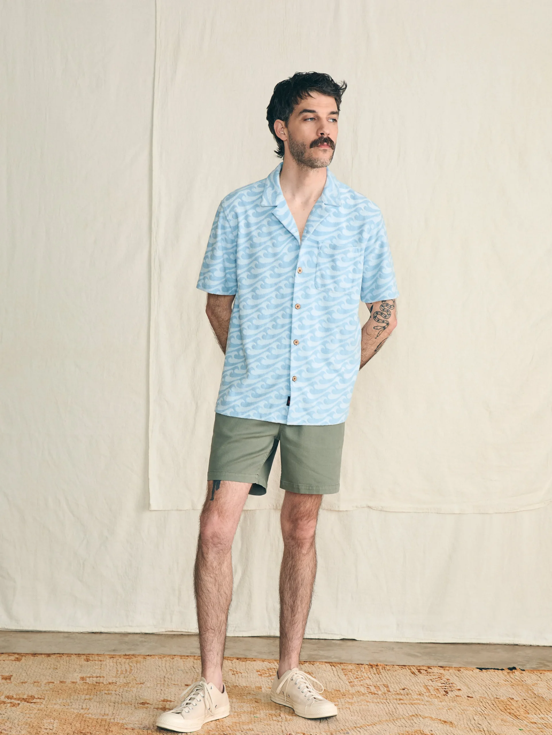 Hot Short-Sleeve Cabana Towel Terry Shirt - Shirts