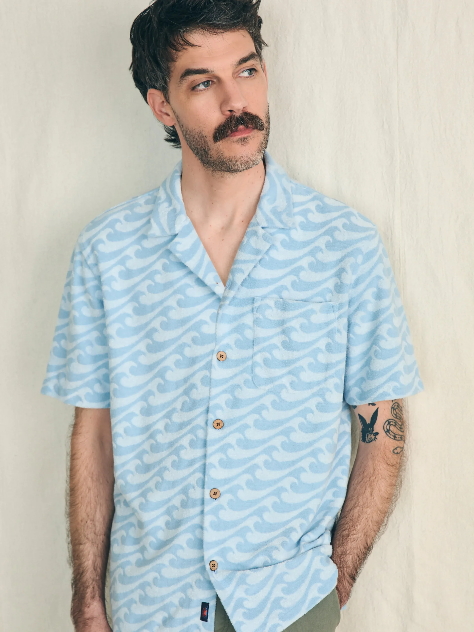 Hot Short-Sleeve Cabana Towel Terry Shirt - Shirts