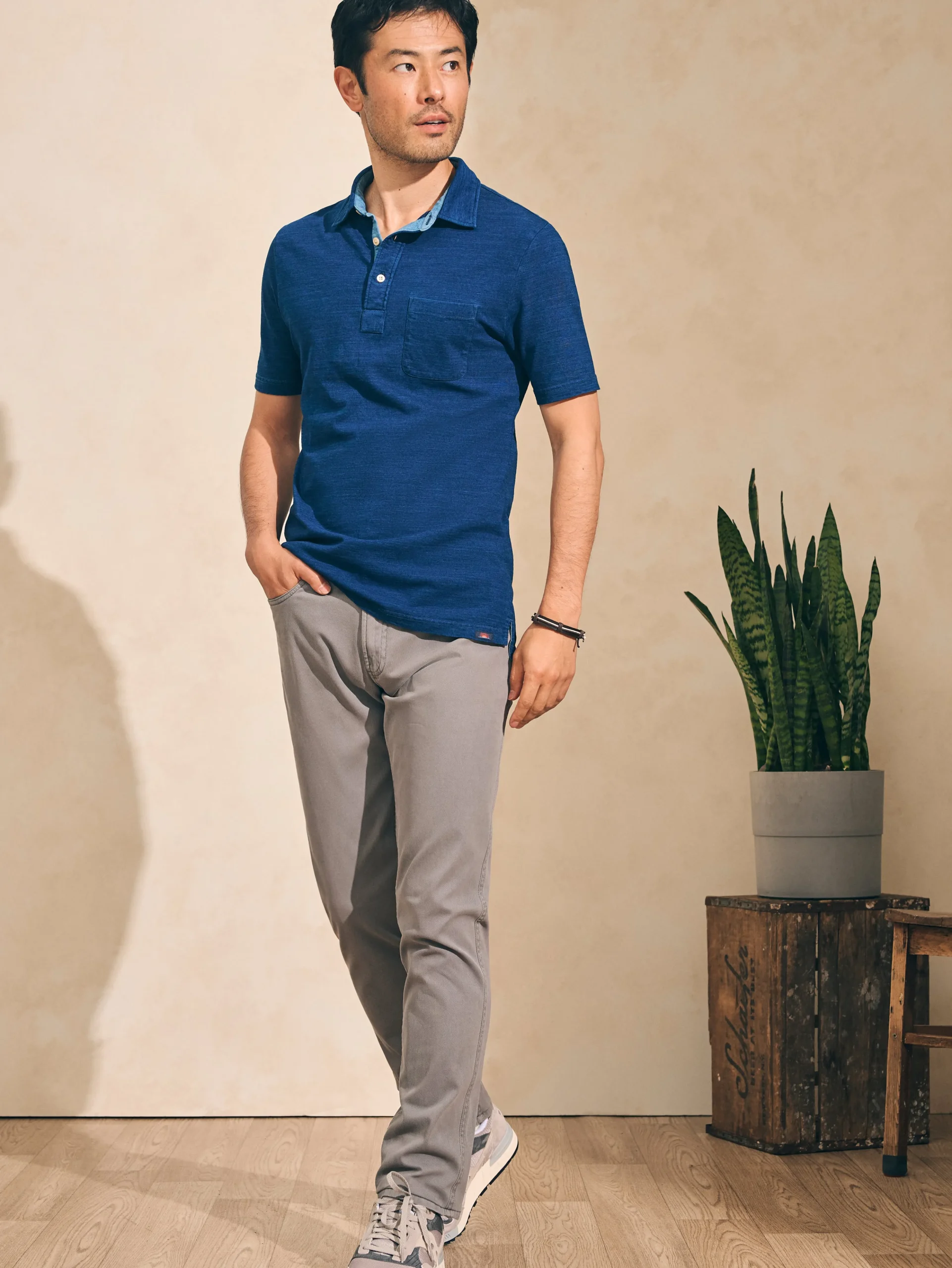 Discount Short-Sleeve Indigo Polo Shirt - Polo Shirts