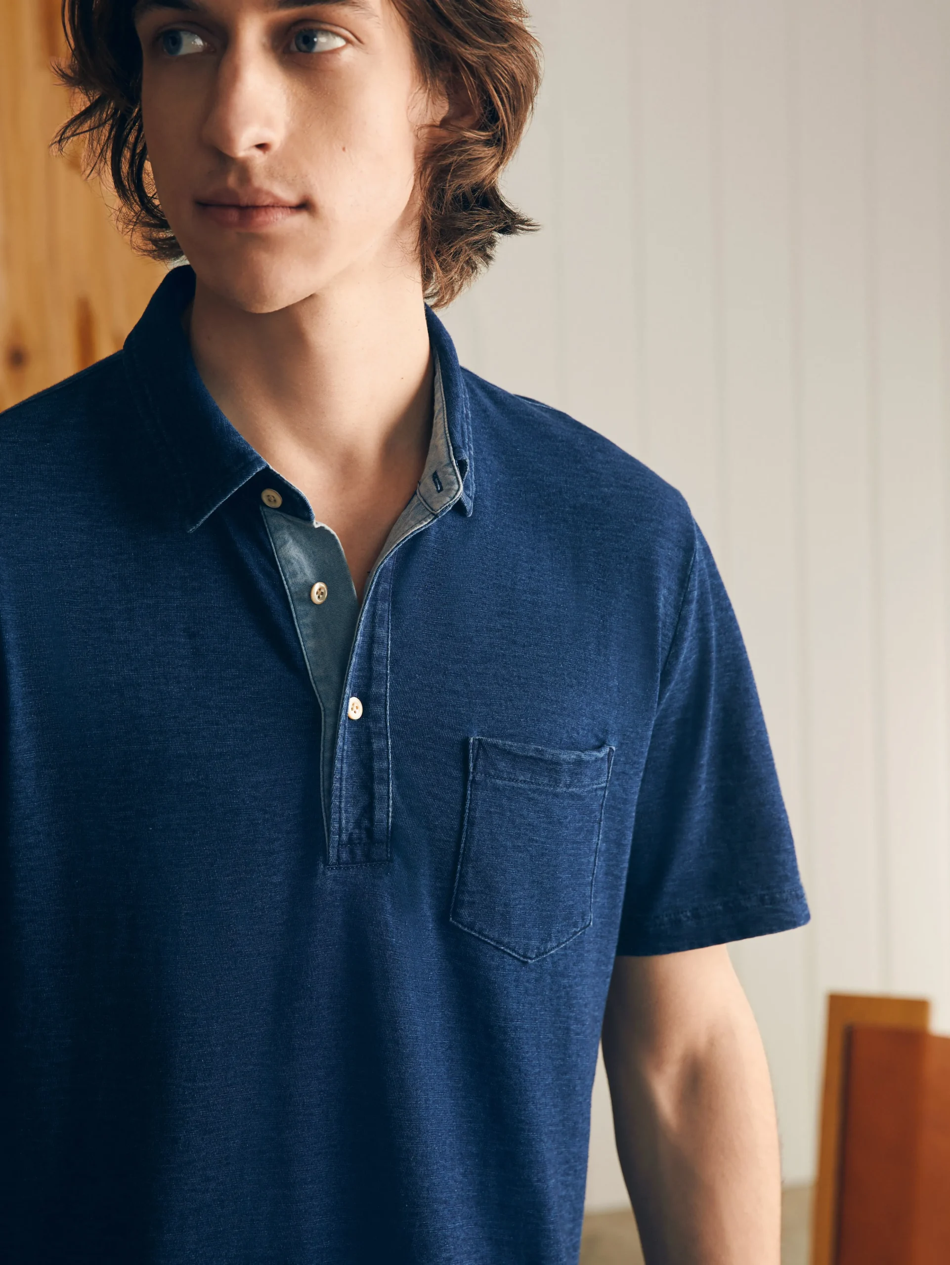 Outlet Short-Sleeve Indigo Polo Shirt - Polo Shirts