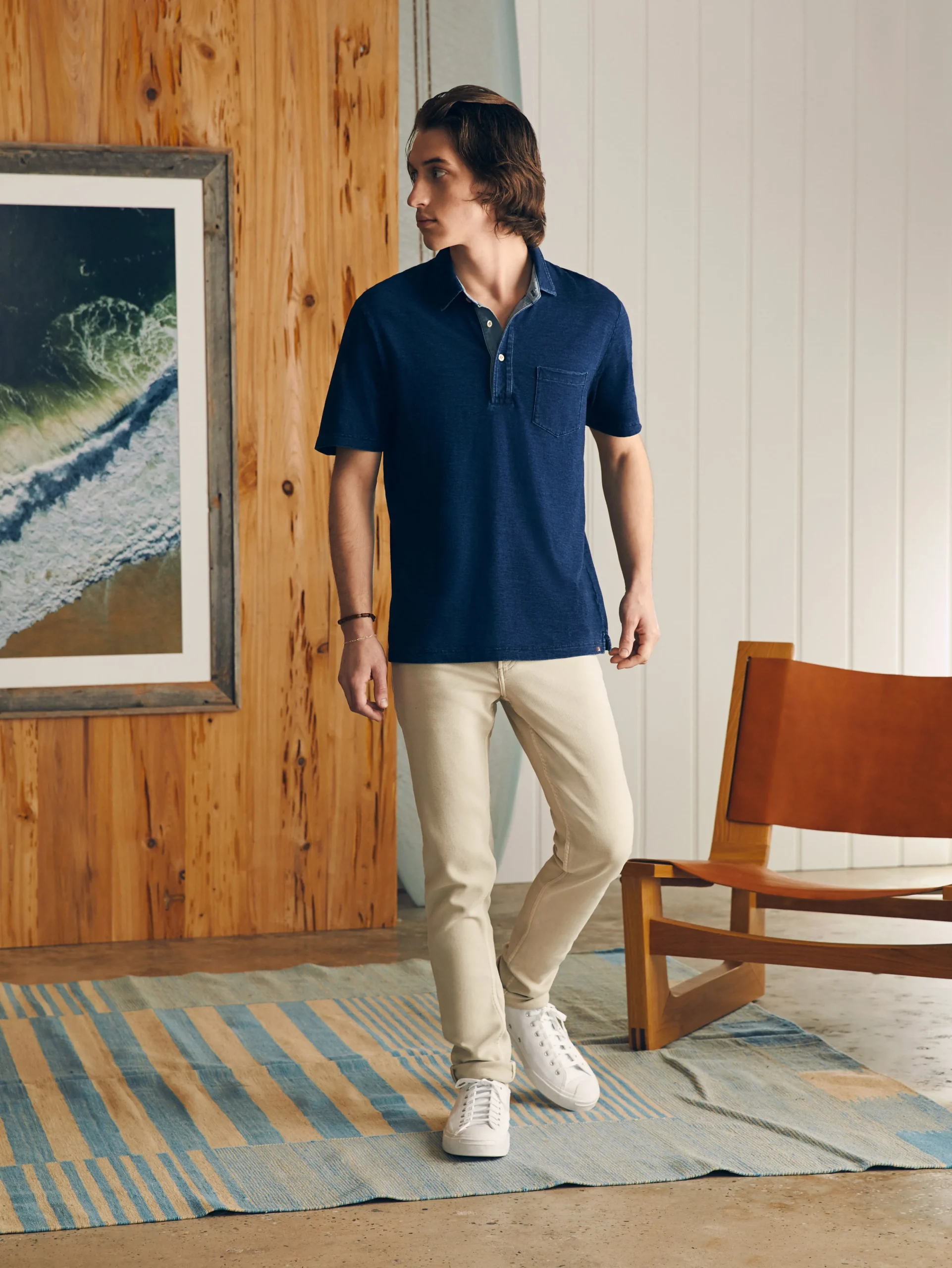 Outlet Short-Sleeve Indigo Polo Shirt - Polo Shirts