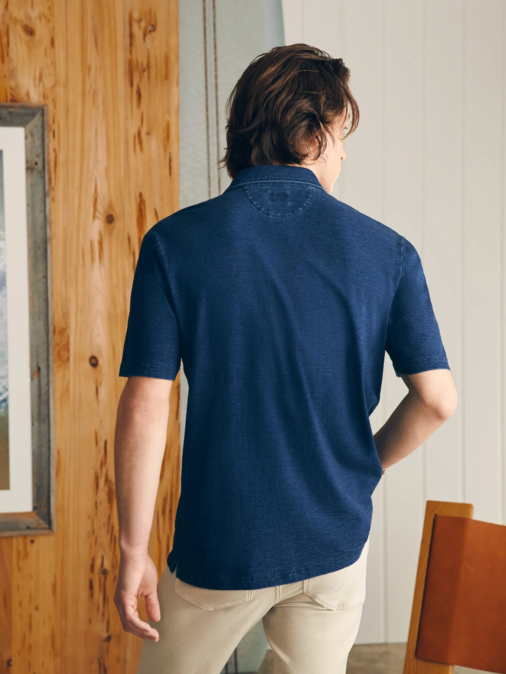 Outlet Short-Sleeve Indigo Polo Shirt - Polo Shirts