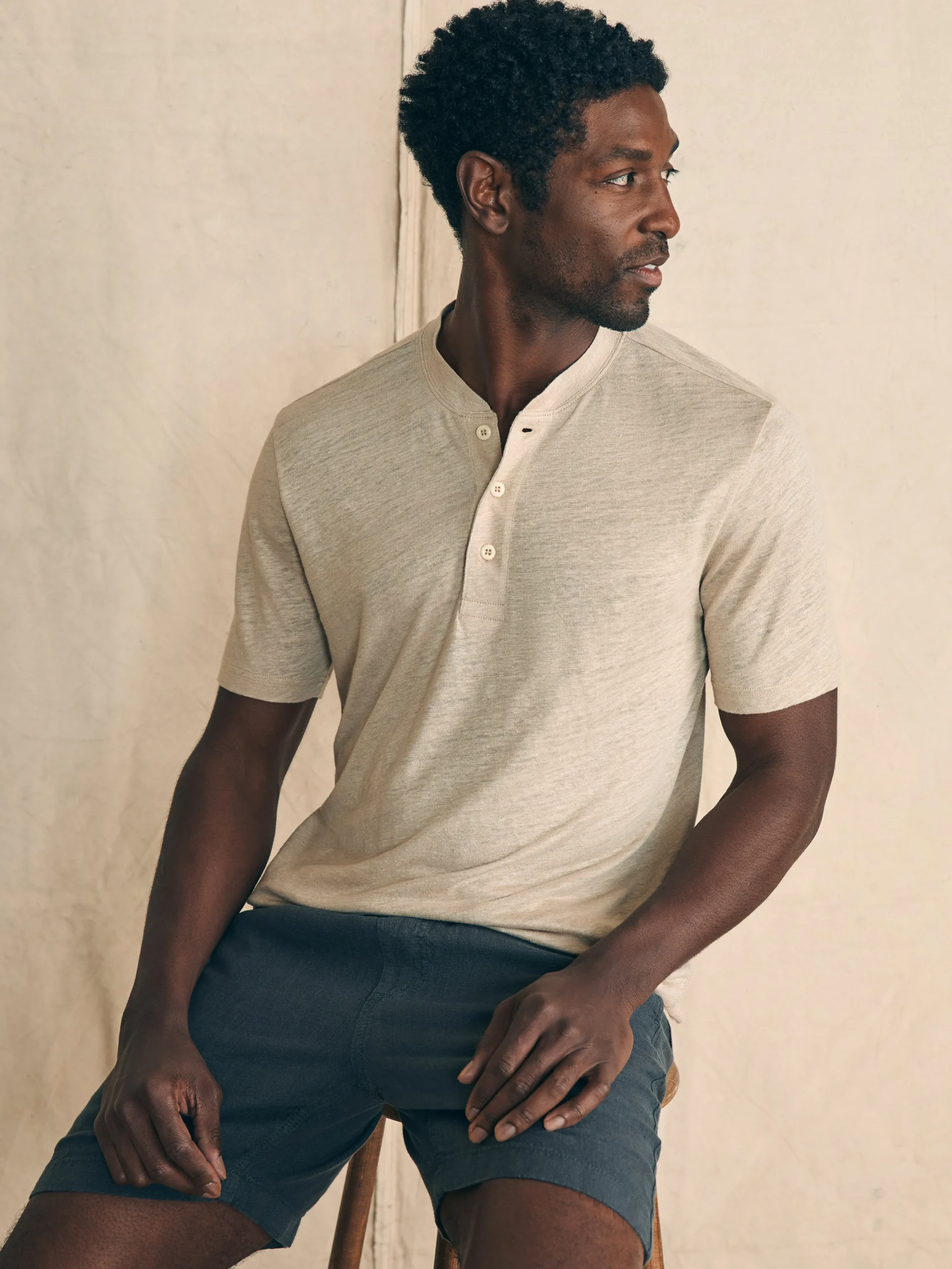 Clearance Short-Sleeve Linen Henley - T-Shirts & Henleys