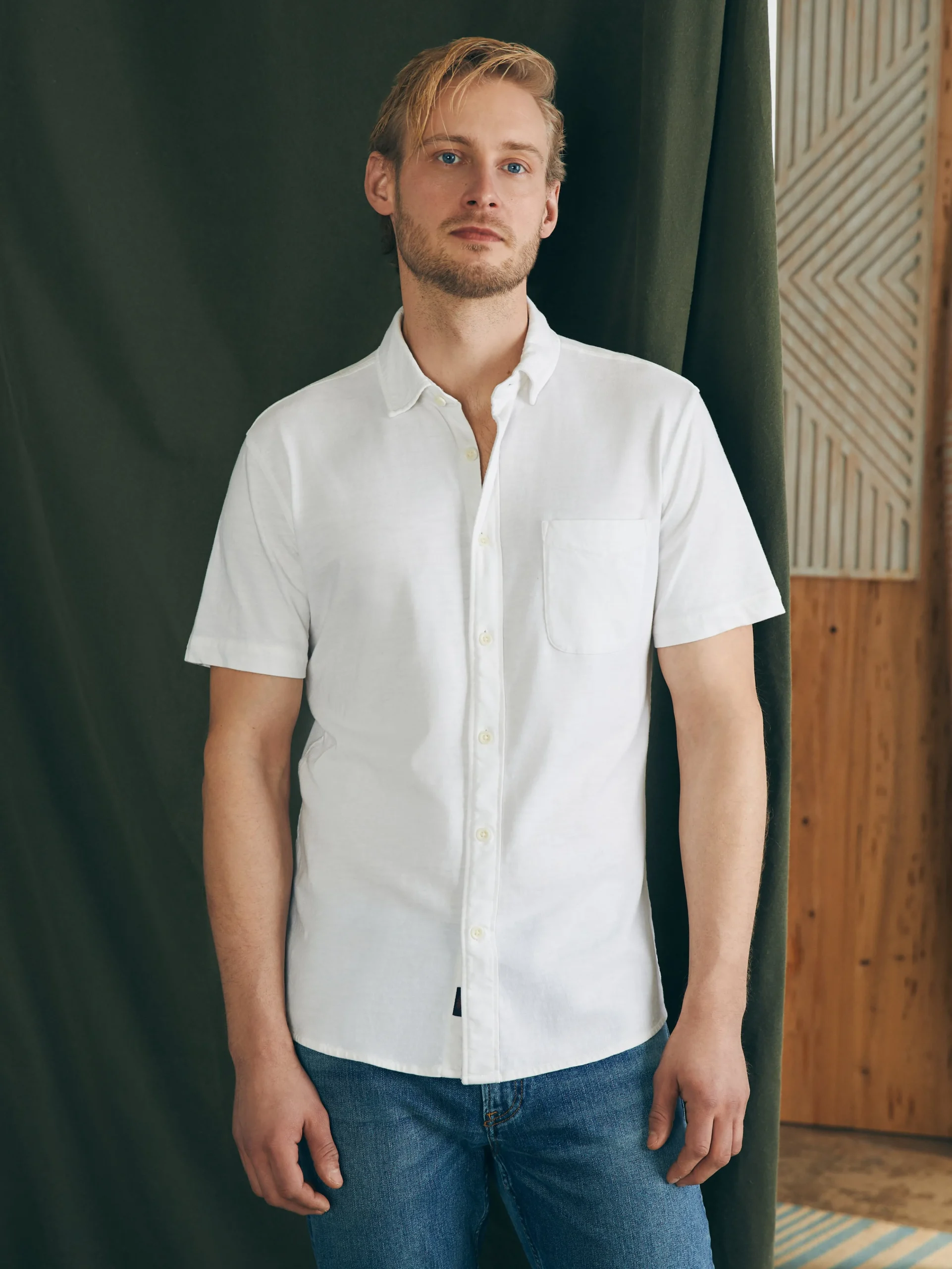 Clearance Short-Sleeve Sunwashed Knit Shirt (Single Pocket) (Tall) - Shirts