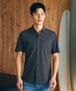 Online Short-Sleeve Sunwashed Knit Shirt (Single Pocket) - Shirts