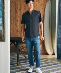 Online Short-Sleeve Sunwashed Knit Shirt (Single Pocket) - Shirts