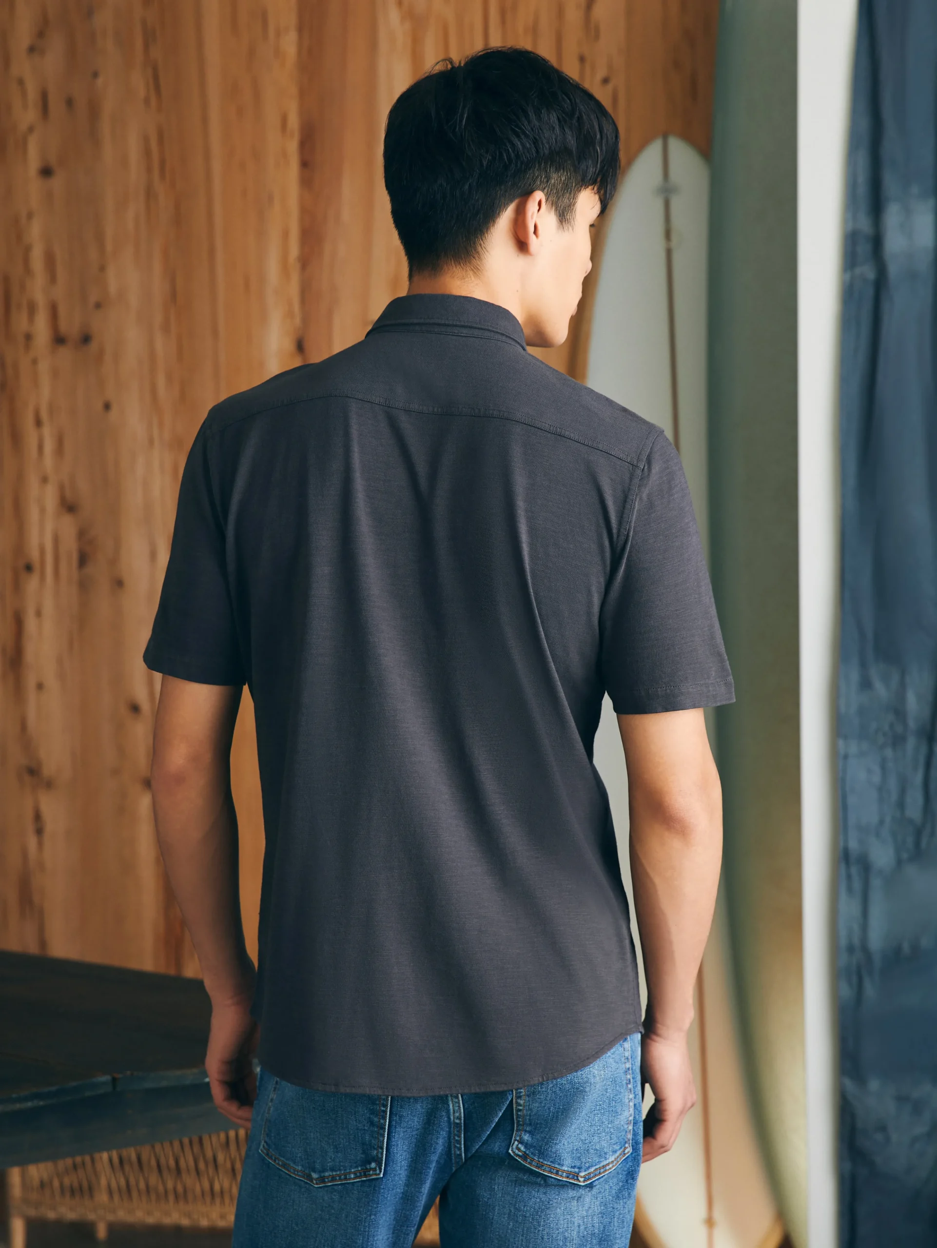 Online Short-Sleeve Sunwashed Knit Shirt (Single Pocket) - Shirts