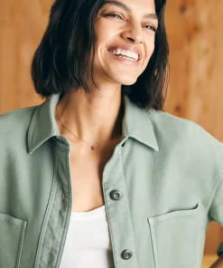 Clearance Stretch Terry Overshirt - Women Blazers & Outerwear