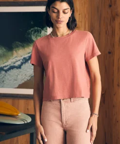 Clearance Sunwashed Cropped Crew Tee - Women T-Shirts
