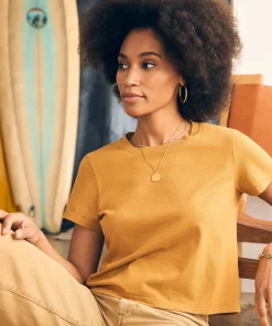 Fashion Sunwashed Cropped Crew Tee - Women T-Shirts