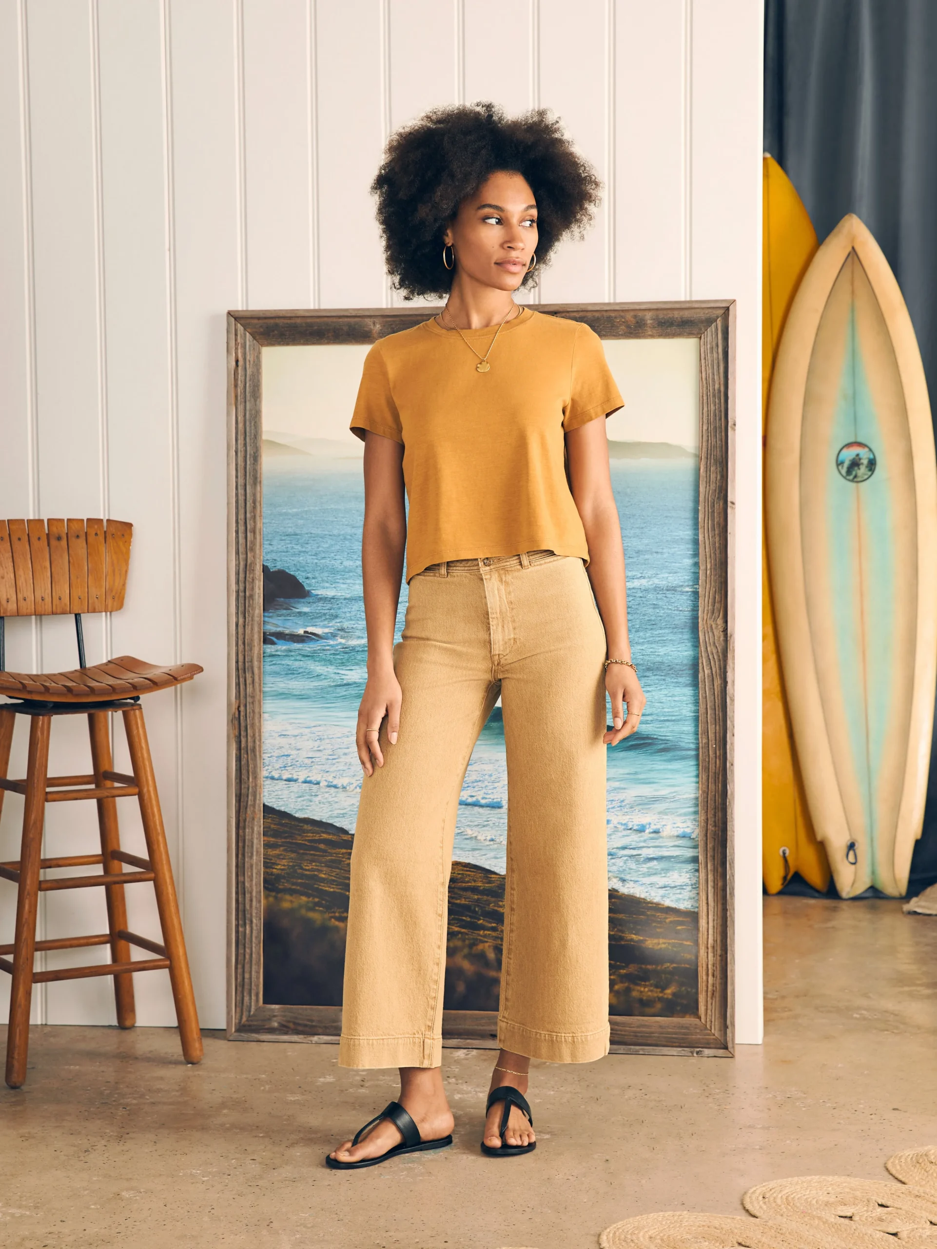 Fashion Sunwashed Cropped Crew Tee - Women T-Shirts