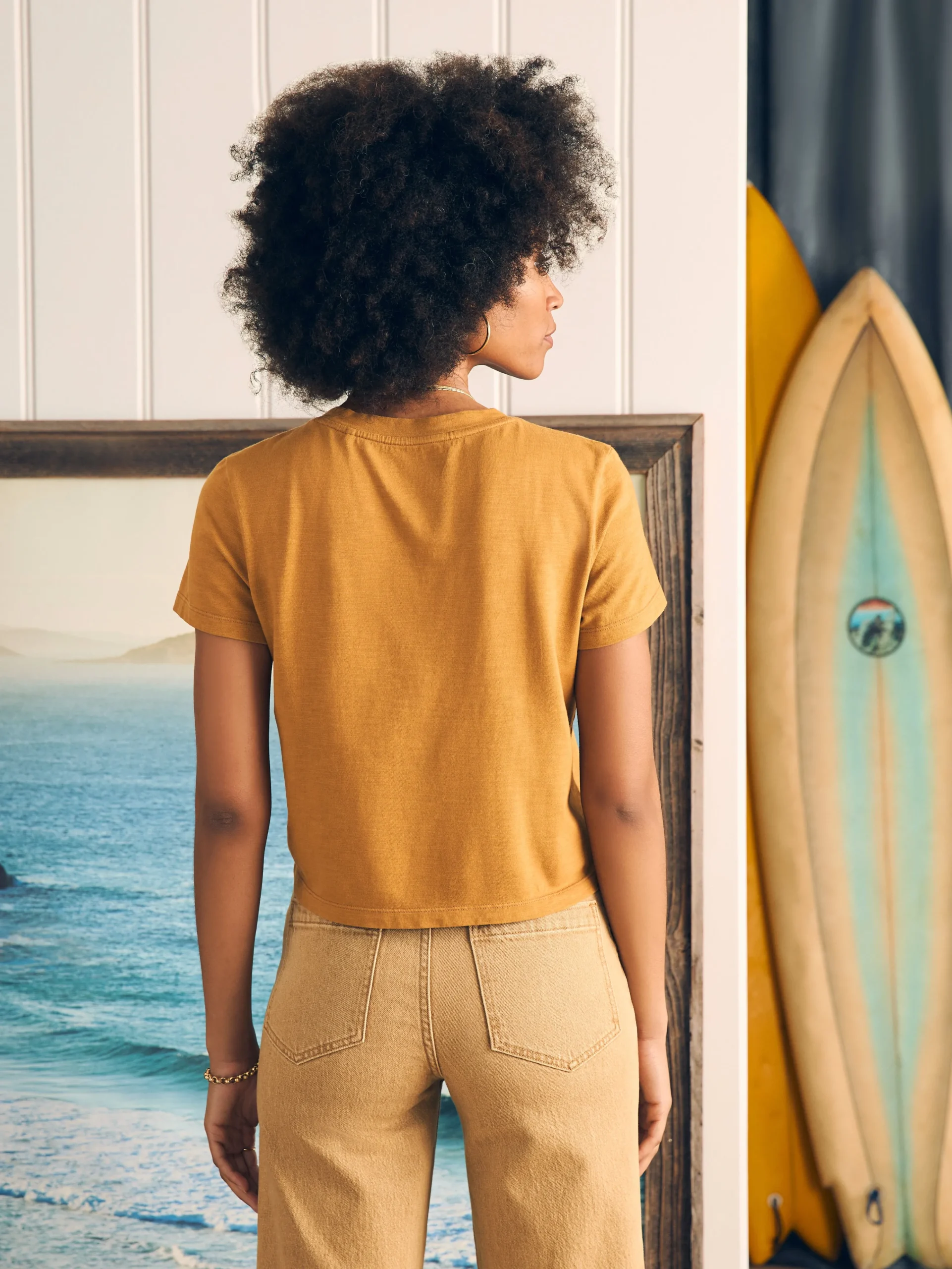 Fashion Sunwashed Cropped Crew Tee - Women T-Shirts