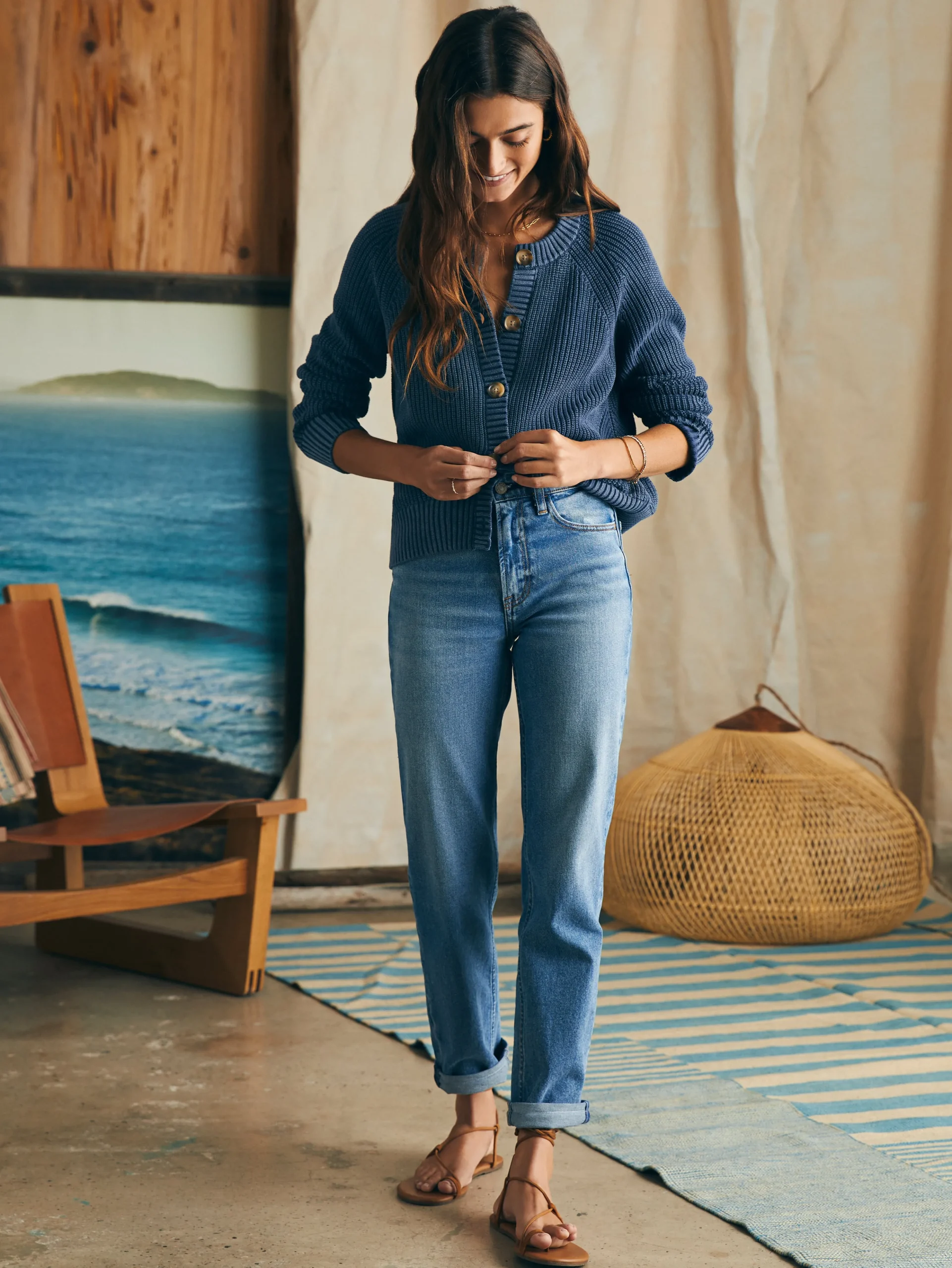 Sale Sunwashed Fisherman Cardigan - Women Sweaters