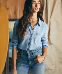 Fashion Sunwashed Knit Shirt - Women Shirts & Tops