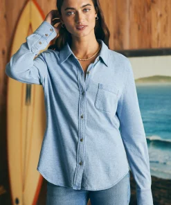 Fashion Sunwashed Knit Shirt - Women Shirts & Tops