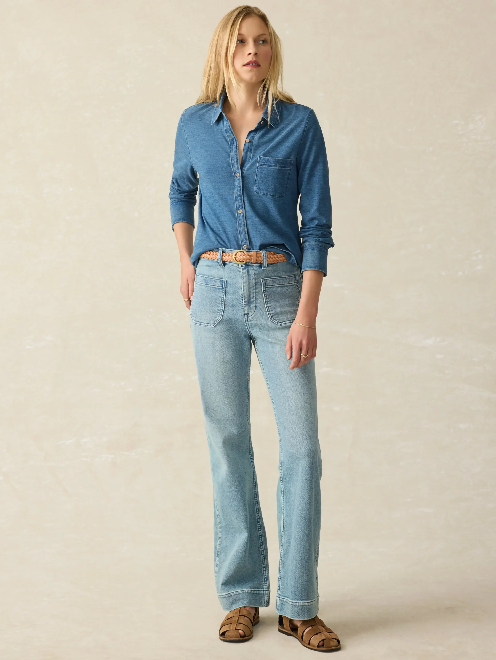 Clearance Sunwashed Knit Shirt - Women Shirts & Tops