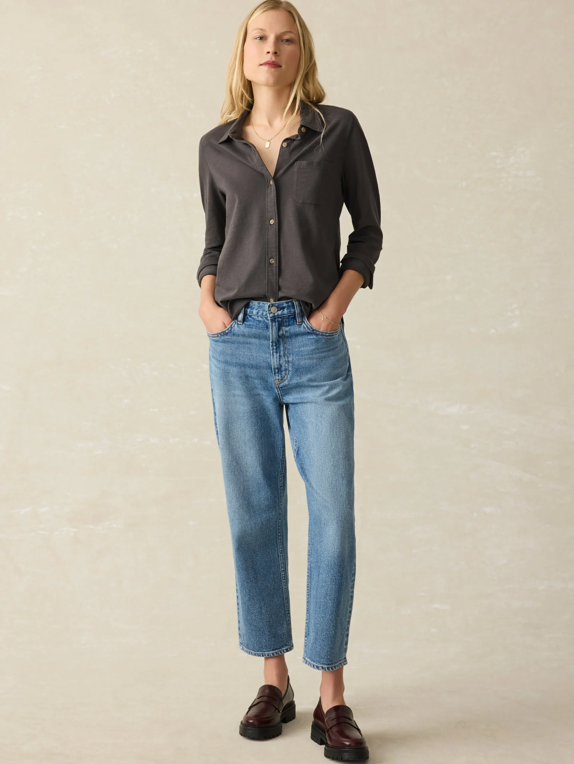 Online Sunwashed Knit Shirt - Women Shirts & Tops