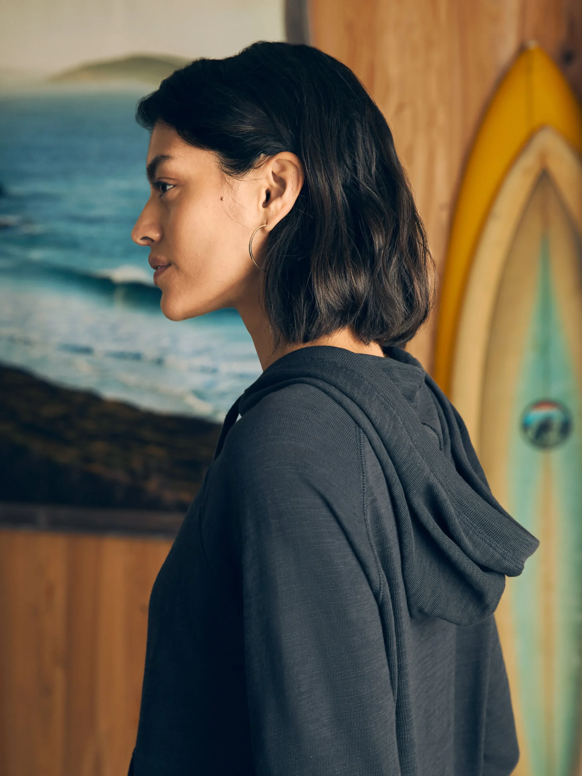 Hot Sunwashed Slub Hoodie - Women Hoodies & Sweatshirts