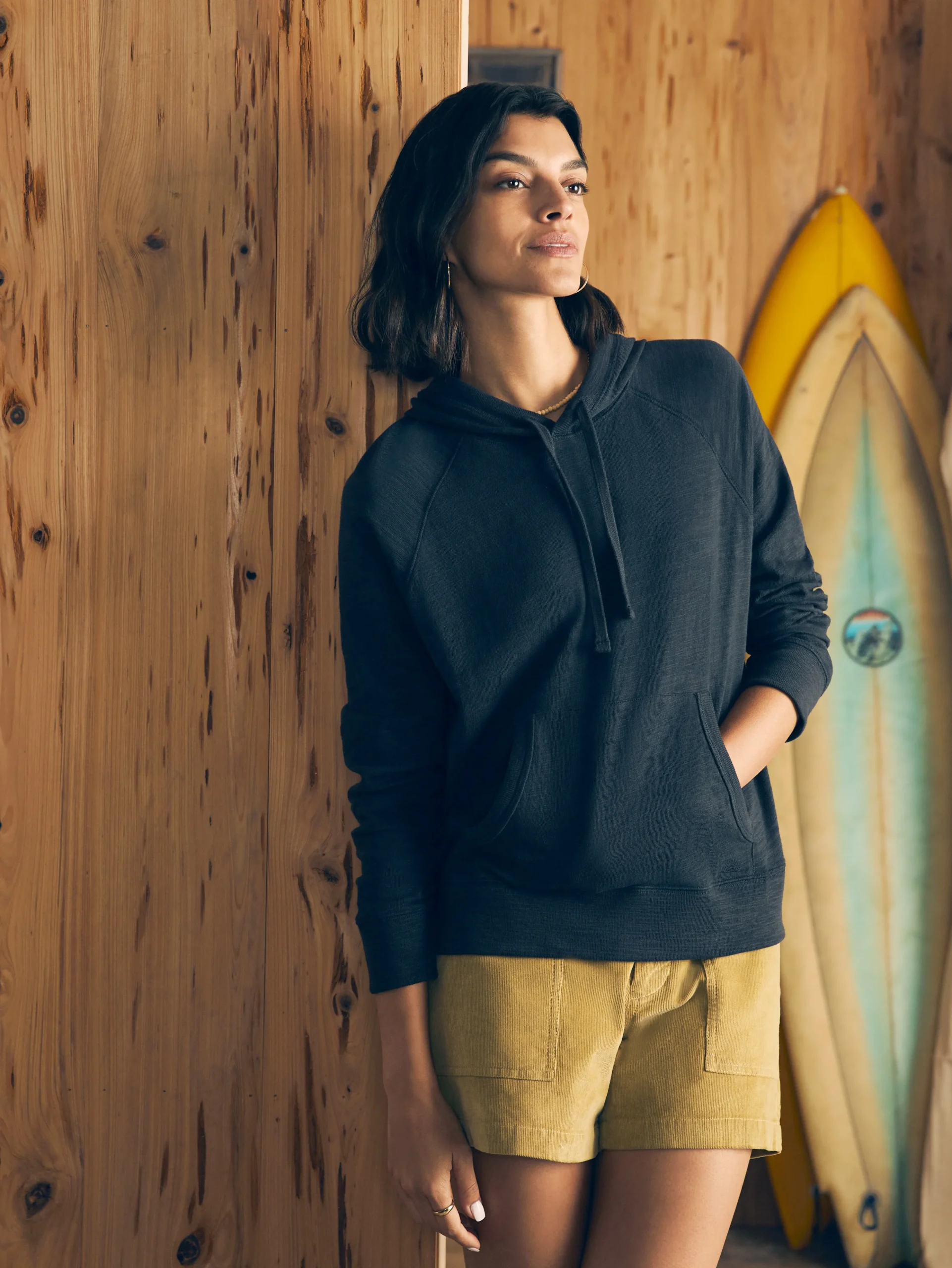 Hot Sunwashed Slub Hoodie - Women Hoodies & Sweatshirts