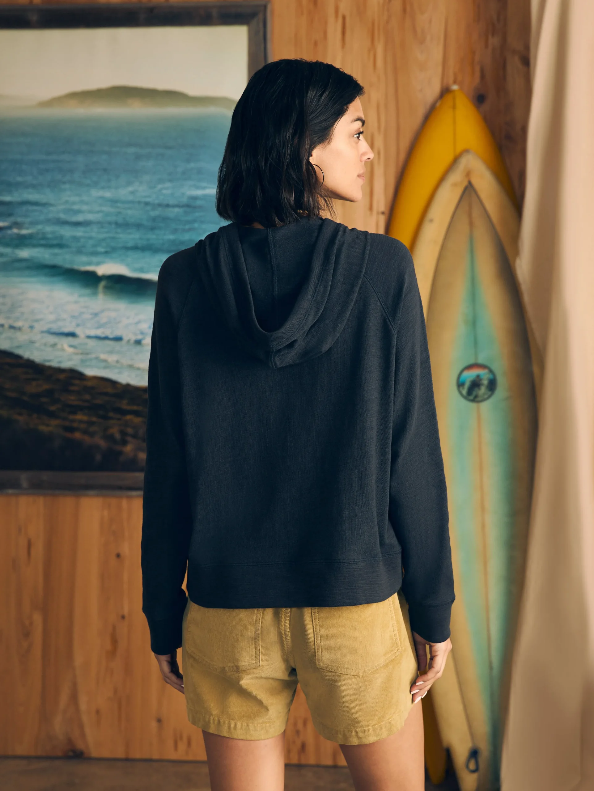 Hot Sunwashed Slub Hoodie - Women Hoodies & Sweatshirts