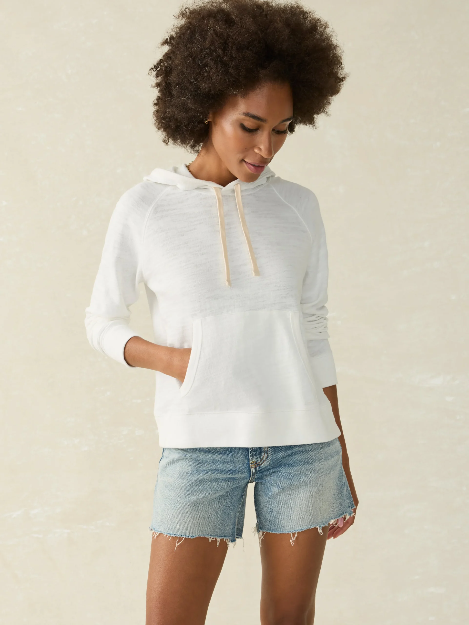 Hot Sunwashed Slub Hoodie - Women Hoodies & Sweatshirts