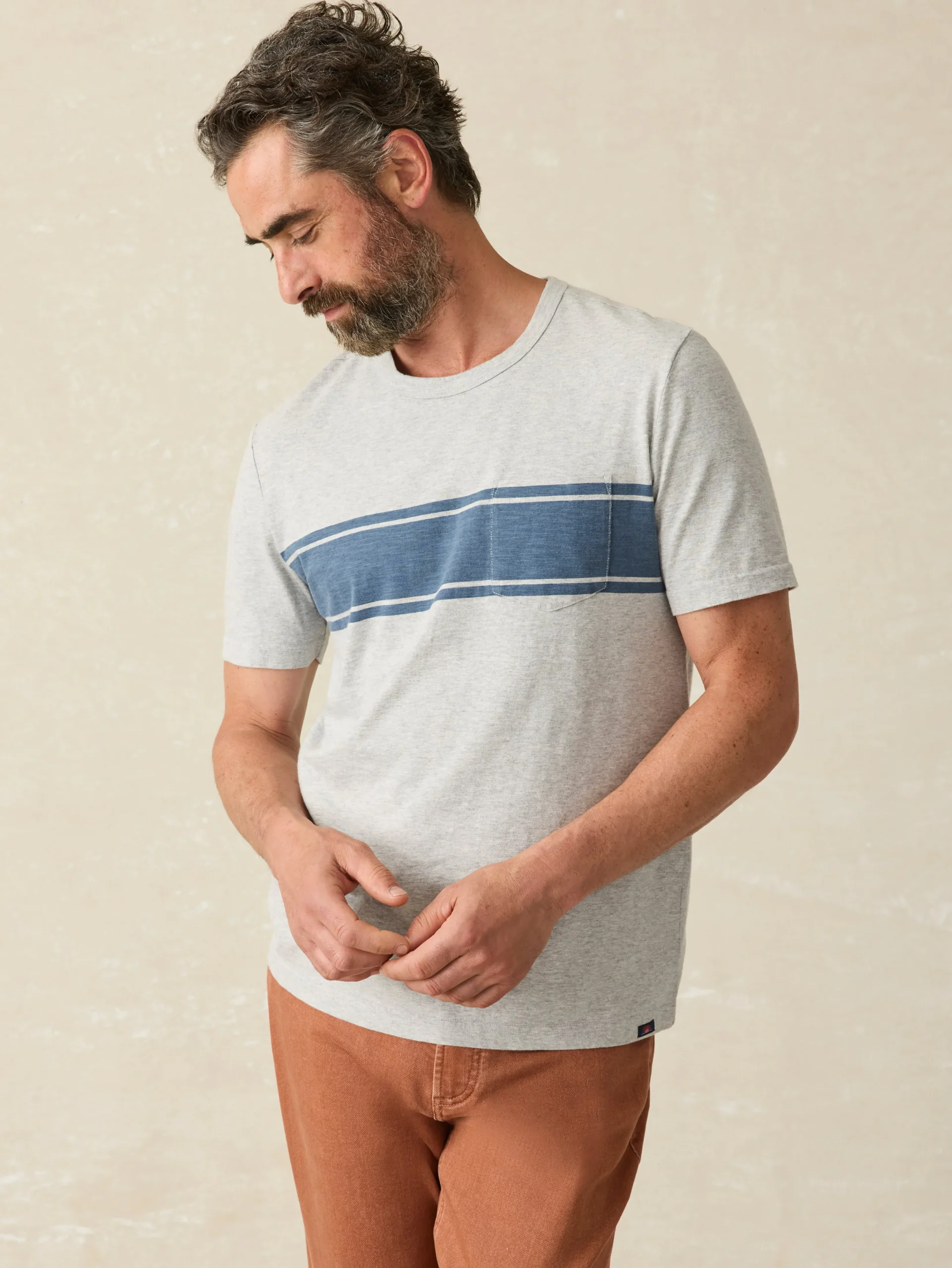 Fashion Surf Stripe Sunwashed Pocket Tee - T-Shirts & Henleys