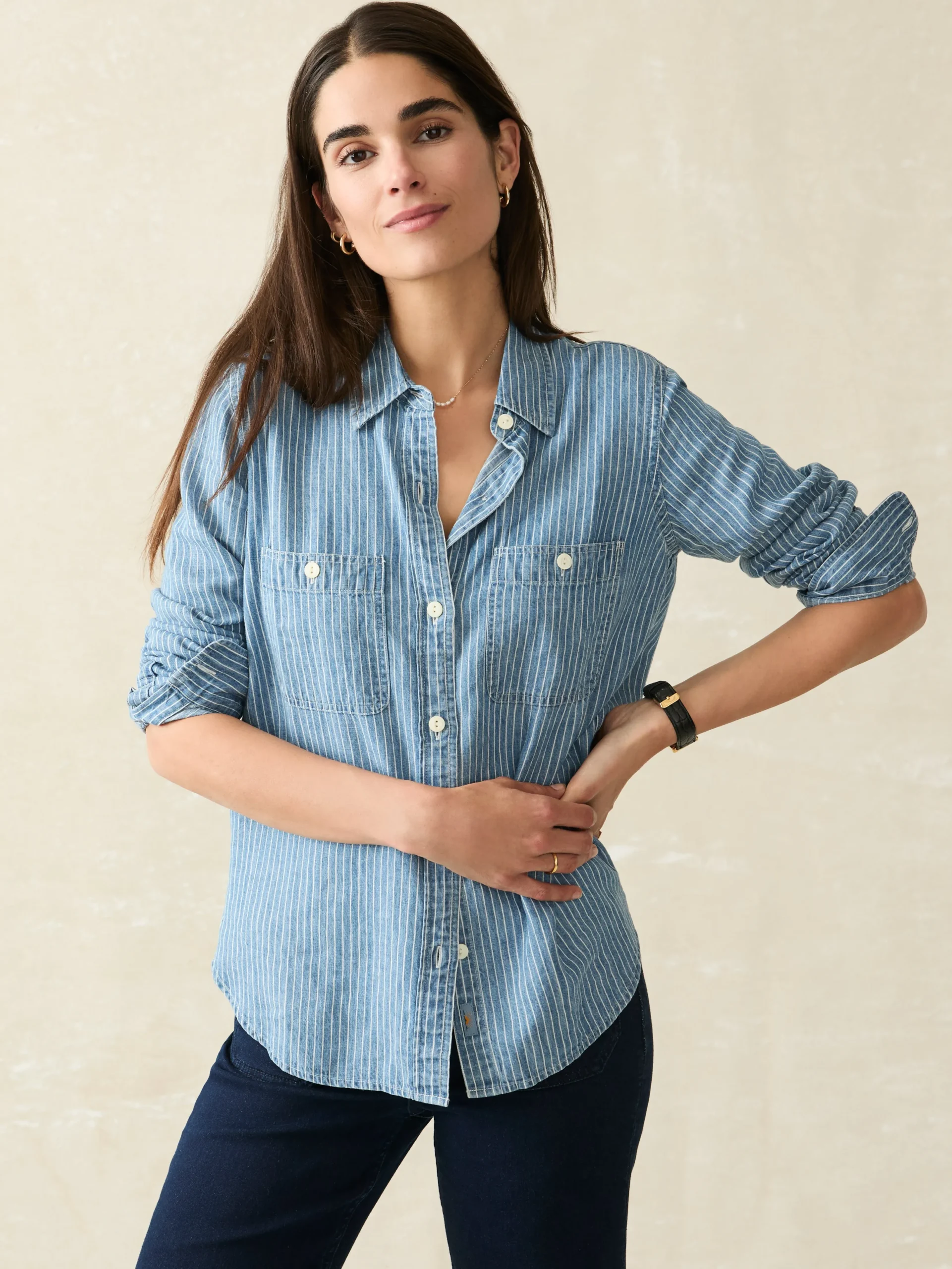 Fashion Tried & True Chambray Shirt - Women Shirts & Tops