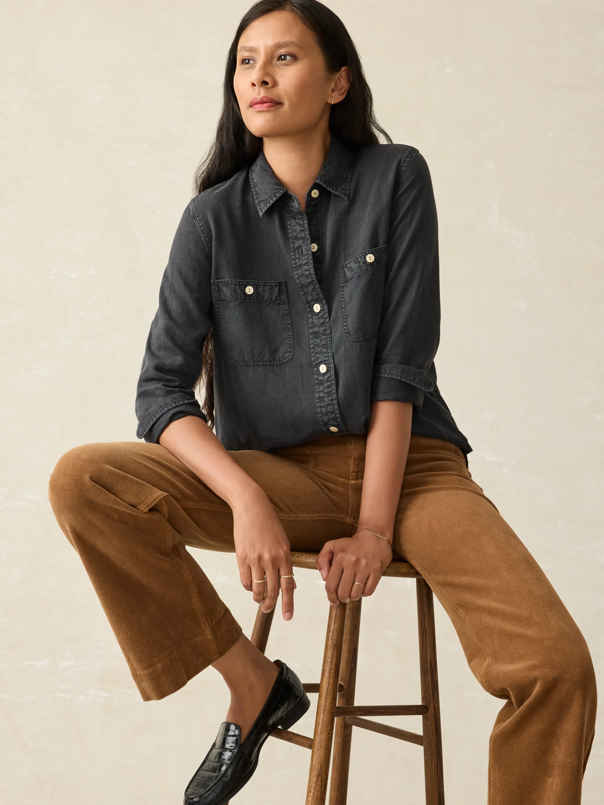 Discount Tried & True Chambray Shirt - Women Shirts & Tops