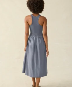 Clearance Tropical Cotton Ribbed Tank Dress - Women Dresses